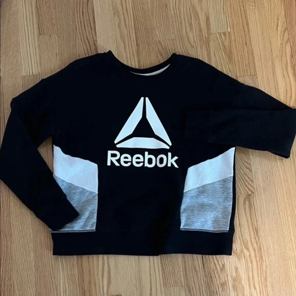 Reebok Black Crewneck Undershirt with White Logo and Gray Panels